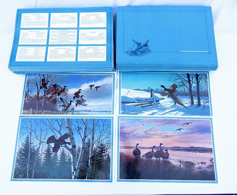 lot 22 image: Large Lot of Vintage 1980s David Maass Wilderness Wings Laminated Placemat Sets