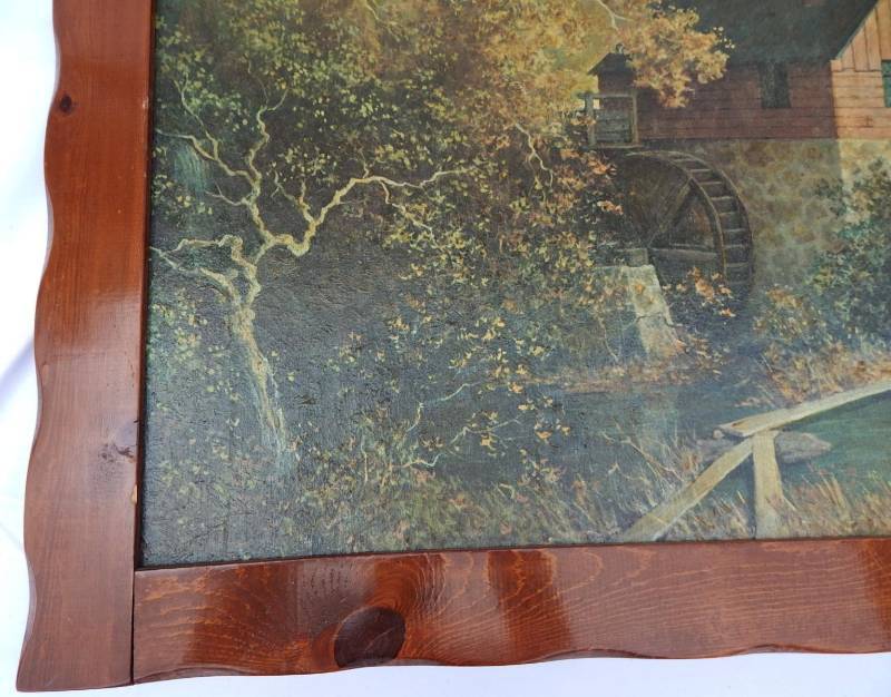 lot 34 image: Large Vintage Custom Framed Canvas Thomas Old Mill Canvas Print