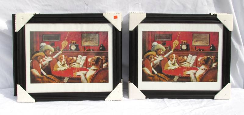 lot 29 image: Lot of Cassius Coolidge Poker Dogs Framed Prints