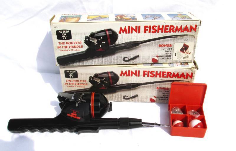 lot 62 image: Set of Two New Vintage Mini Fisherman Compact Fishing Pole Sets