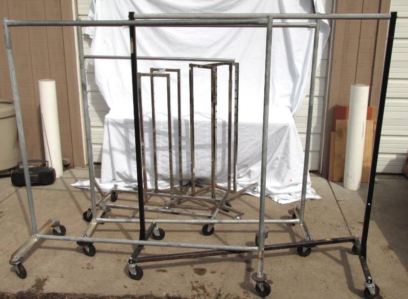 lot 67 image: Lot of 6 Commercial Metal Clothing Racks