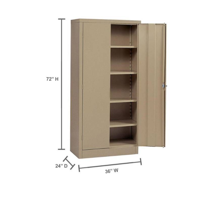 lot 133 image: Edsal 72 in. H x 36 in.W x 24 in. D 5-Shelf Steel Freestanding Storage Cabinet in Tan, 7005TN