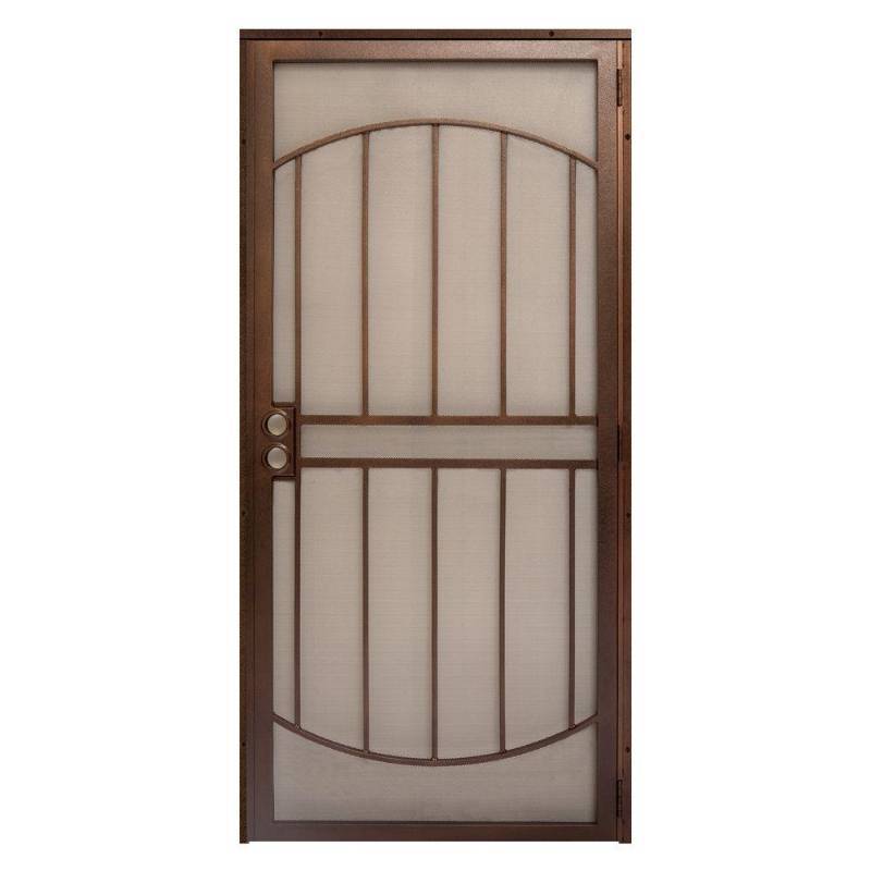 lot 160 image: Unique Home Designs 36 in. x 80 in. Arcada Copper Surface Mount Outswing Steel Security Door with Expanded Metal Screen, IDR06400362063