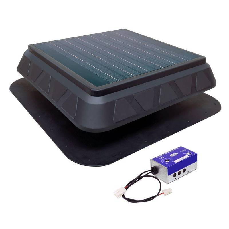 lot 228 image: Master Flow 750 CFM Low Profile Solar Powered Roof Mount Exhaust Fan, PRSOLAR2.