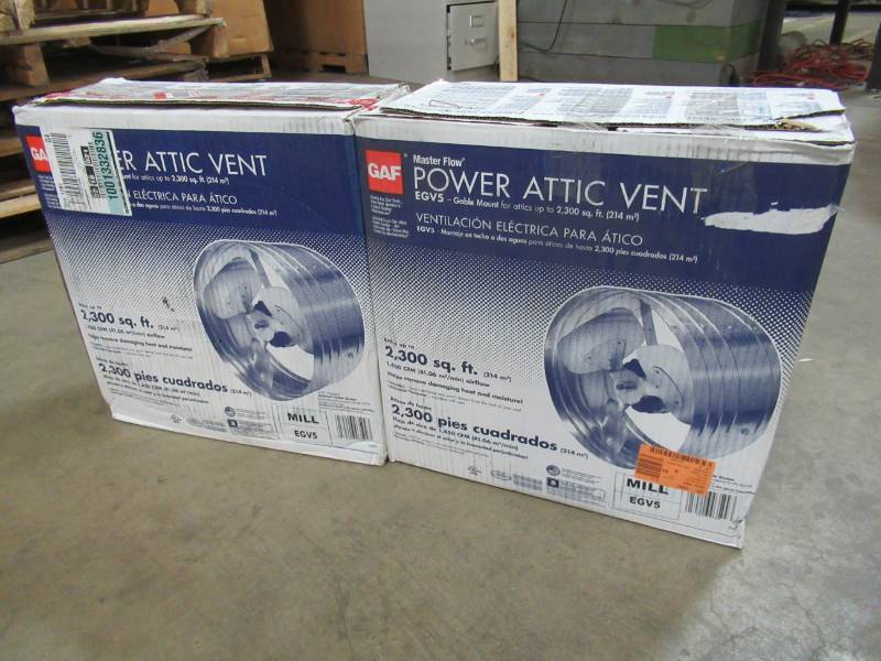 lot 241 image: 2 Master Flow 1450 CFM Power Gable Mount Attic Fans EGV5