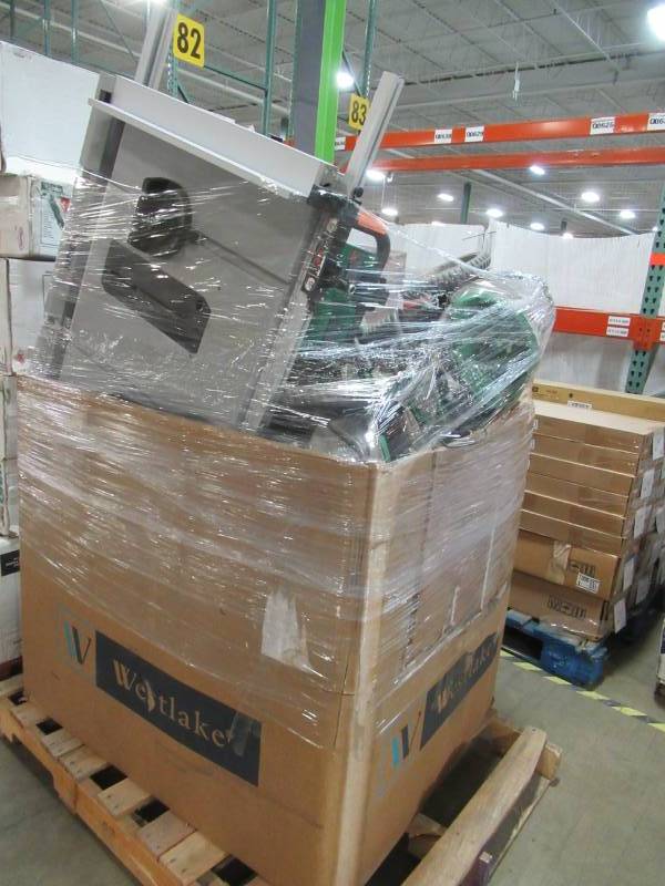 lot 251 image: WHOLESALE MIXED PALLET OF RETURNS - TABLE SAW, LAWN SPREADERS, MISCELLANEOUS MOTORS AND MORE