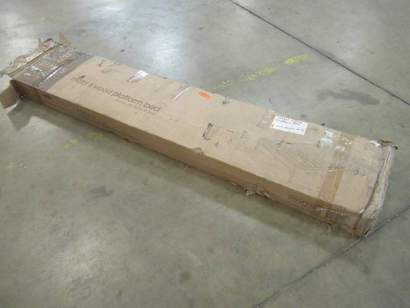 lot 266 image: Zinus Tuscan metal & wood platform bed with wood slat support, Queen, HBPBB-14Q