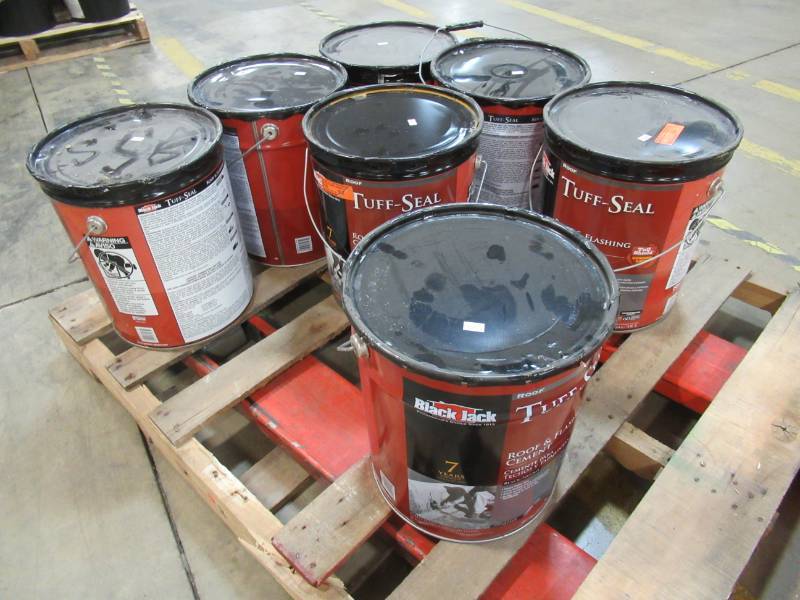 lot 16 image: 7 Containers of Black Jack Tuff-Seal Gloss Black Asphalt Roof & Flashing Cement - 4.75 Gallons