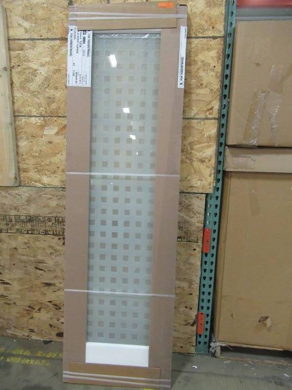 lot 165 image: Full Light 24 X 80 Door Slab.  Clear And Frosted Checker Board Pattern, No Bore, Primed White Frame