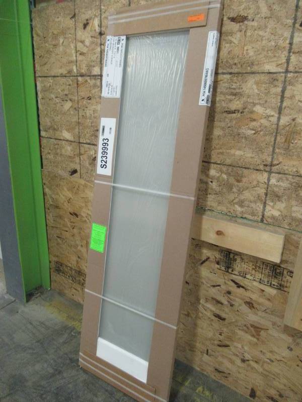 lot 166 image: Full Light 24 X 80 Door Slab.  Frosted Glass, No Bore, Primed White Frame