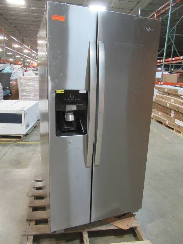 lot 179 image: Whirlpool 21.4-cu ft Side-by-Side Refrigerator with Ice Maker (Fingerprint-Resistant Stainless Steel) WRS321SDHZ