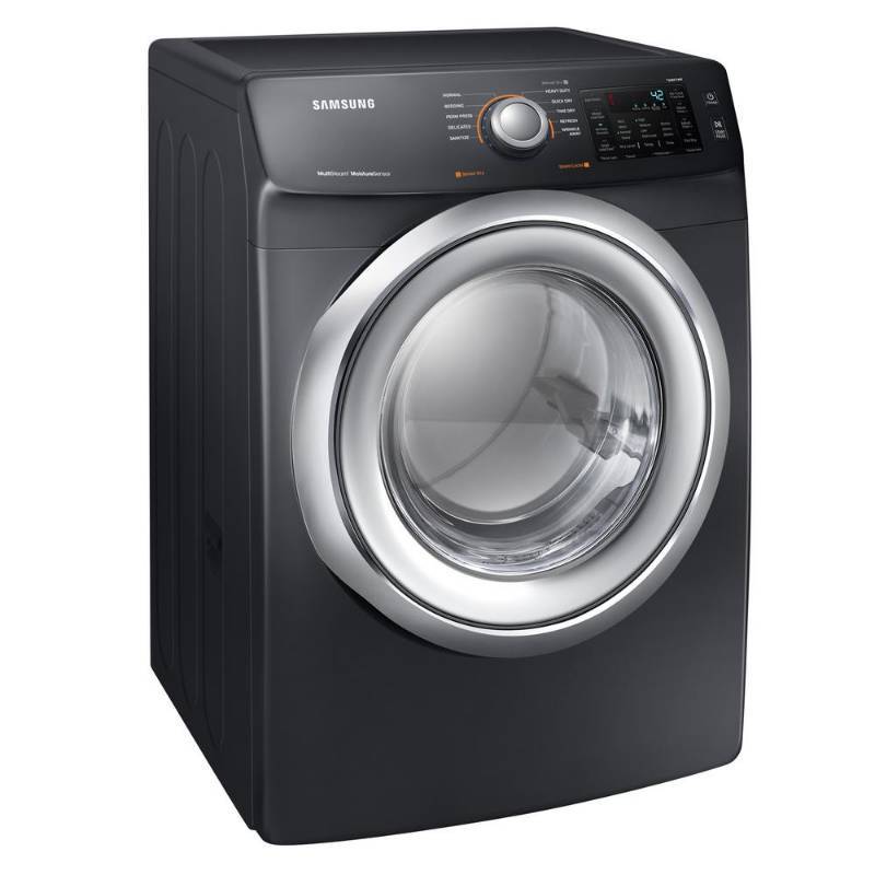lot 77 image: Samsung 7.5 cu. ft. Electric Dryer with Steam in Black Stainless, DE45N5300V - NEW IN BOX
