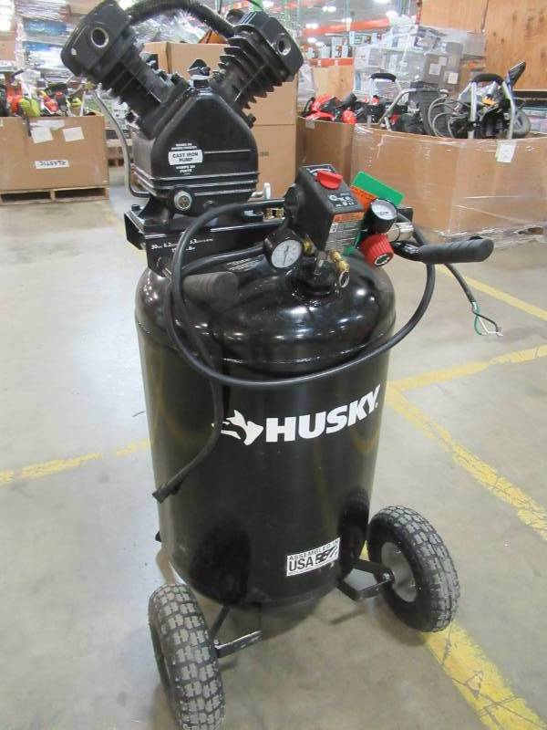 lot 65 image: Husky 30 Gal. 155 psi Ultra-Quiet Portable Electric Air Compressor, C302H - Missing Plug End, Shroud and Fan. - Not tested.