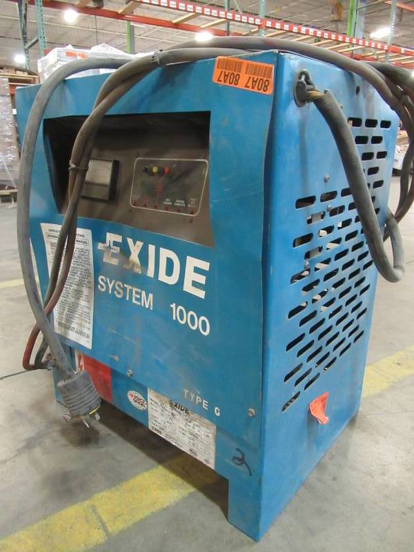 lot 72 image: Exide System 1000 Type G 24v 550ah Forklift Battery Charger G1-12-550 - Untested - Dented Front. G1-12-550