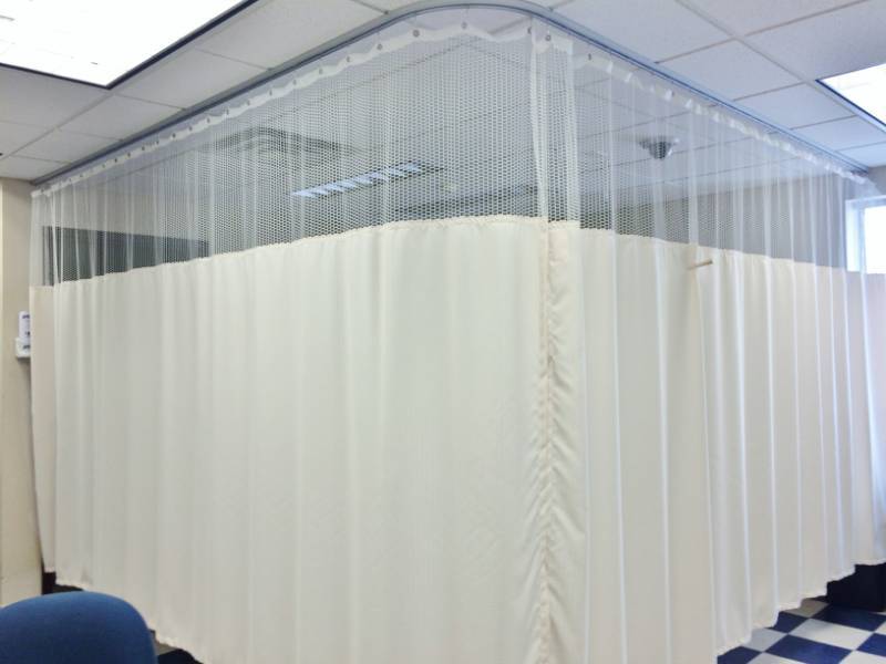 Medical Patient Room&nbspHigh Ceiling Hospital Lab Clinic Curved Room Privacy&nbspCurtain Dividerand Tracking Rail - Like New Condition Measurements To Come