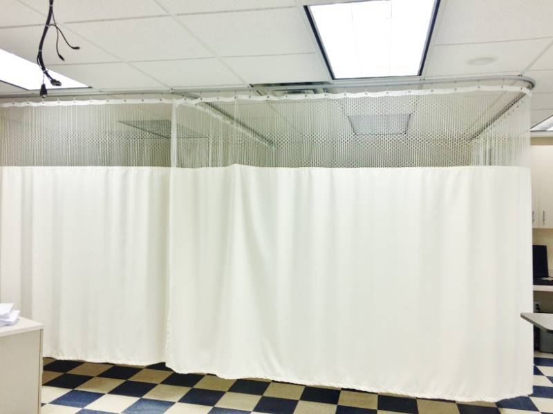 2 Medical Patient Room&nbspHigh Ceiling Hospital Lab Clinic Curved Room Privacy&nbspCurtain Dividerand Tracking Rail - Like New Condition Measurements To Come