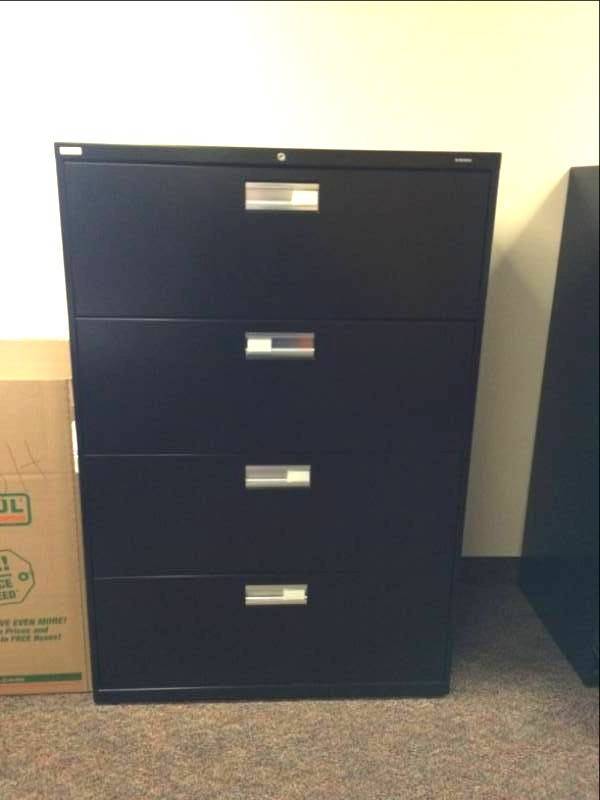 MSRP $600&nbspHON Brigade&nbspBlack&nbsp4-Drawer Office Filing Cabinet - 600 Series Lateral Legal or Letter File Cabinet 36W - Excellent Condition