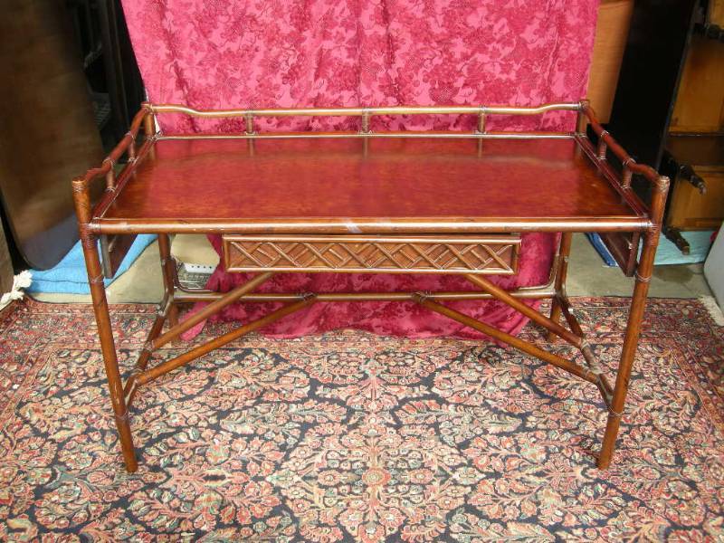 lot 13 image: Burl Birdseye Rattan Table