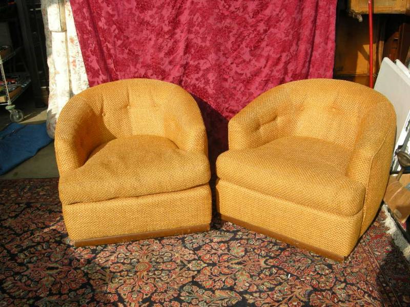 Pair Vintage Smyth Art Deco Barrel Chairs Executive Home Antique