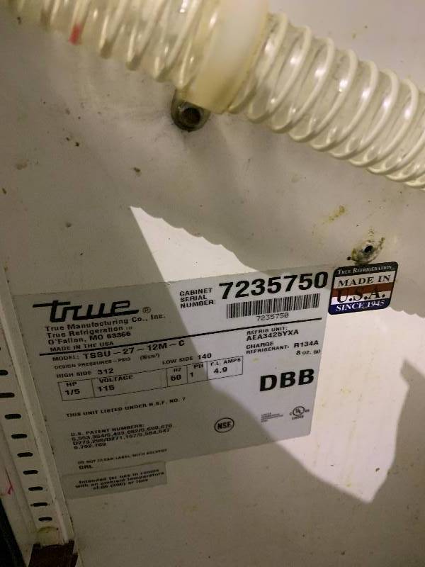 True Single Door Prep Cooler T-SSU-27-12M-C Runs Cools