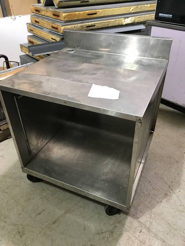 SS Cabinet Table with Undershelf, 36x24