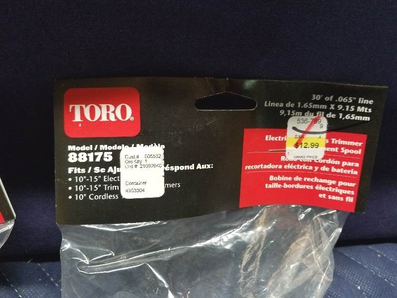 lot 69 image: Toro Electric & Cordless Trimmer Replacement Spools