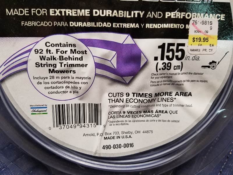 lot 112 image: Premium Superior Xtreme Titanium Trimmer LIne