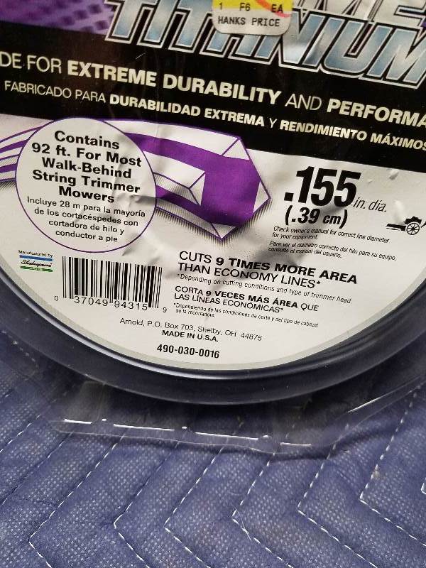 lot 114 image: Premium Superior Xtreme Titanium Trimmer LIne