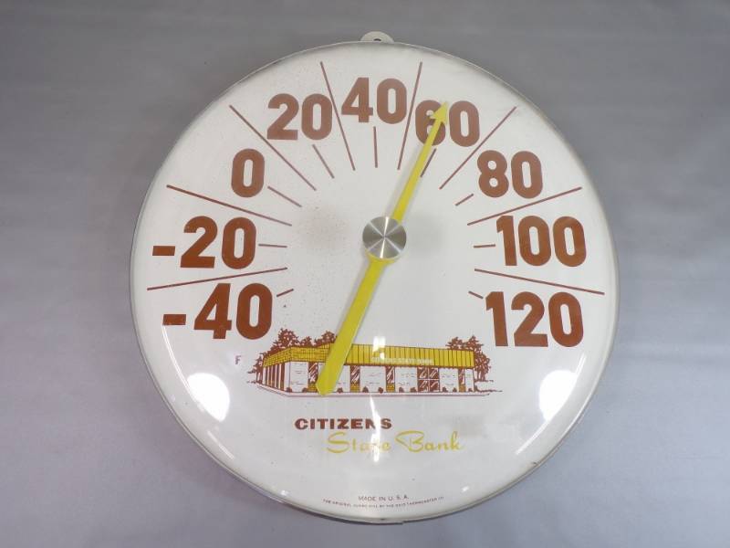 lot 2 image: Vintage Jumbo Thermometer working, 18 diameter