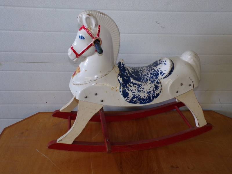 lot 25 image: Harry Hairless Horse by Train-Rite, Maple Plain MN. Child Rocking Horse
