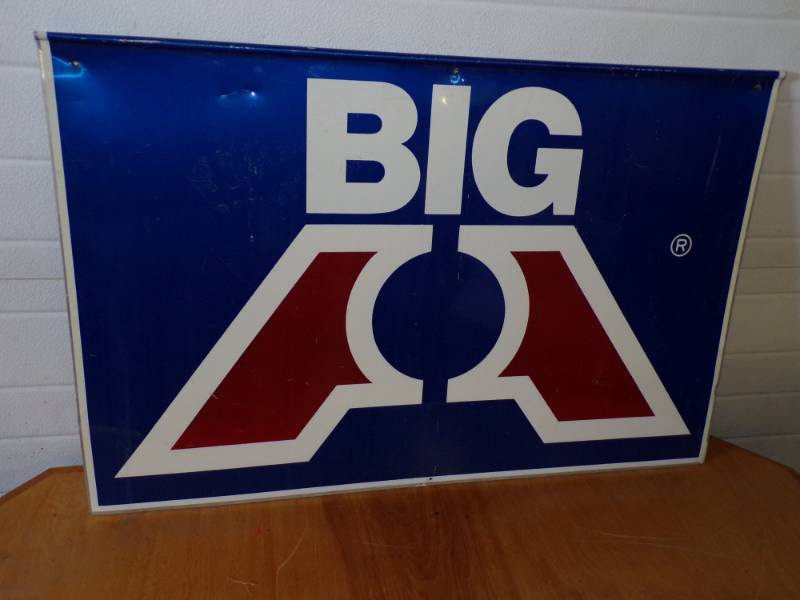 lot 32 image: Metal Big A Auto Parts Double Sided Sign