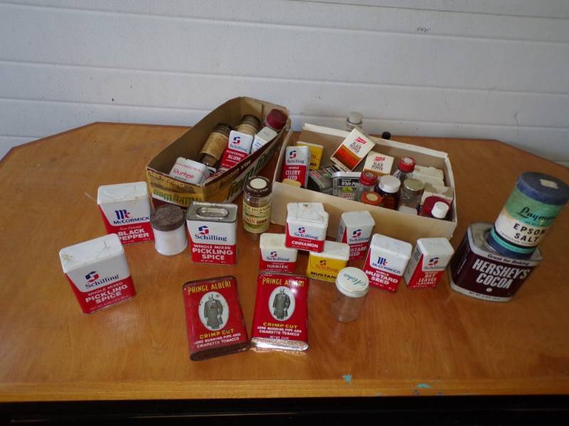 lot 48 image: Lot of Vintage Spice Tins and more