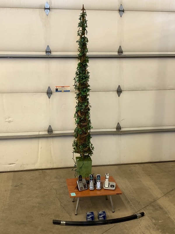 lot 14 image: Office Phone System, Artificial Tree, Table, Staples, Etc