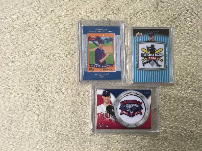 lot 53 image: Three Joe Mauer Patch Cards
