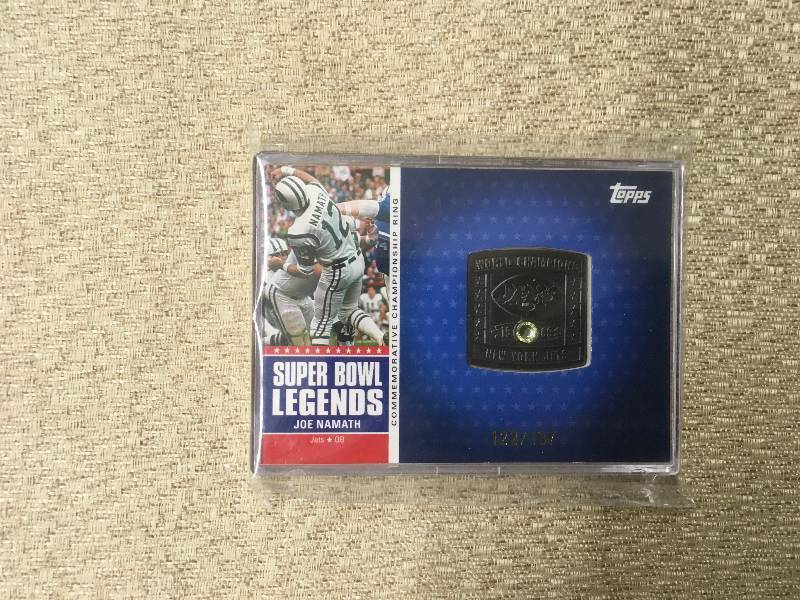 lot 63 image: 2011 Topps Super Bowl Legends Joe Namath Relic Card 122137