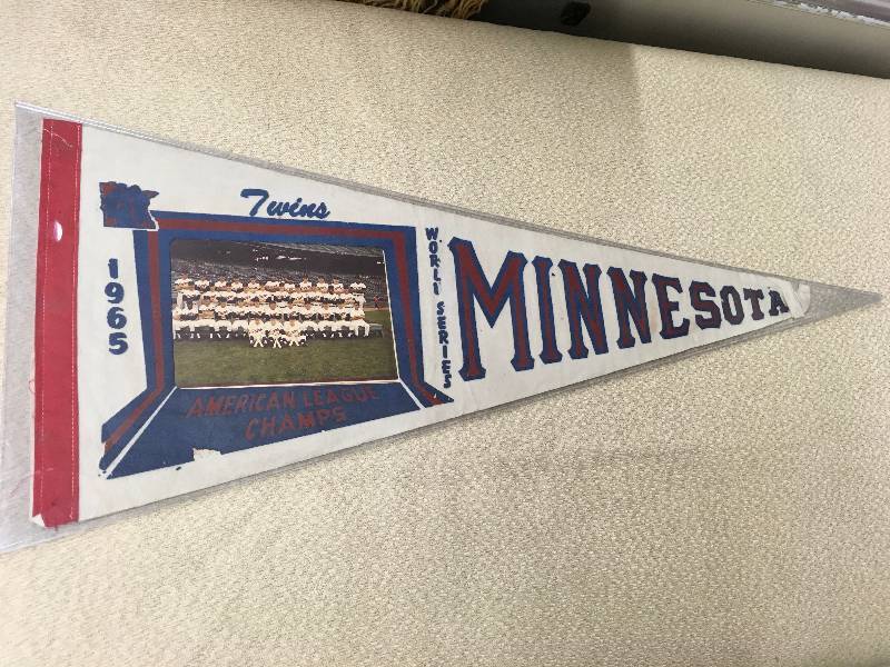 lot 4 image: 1965 Minnesota Twins American League Champions Framed Pennant