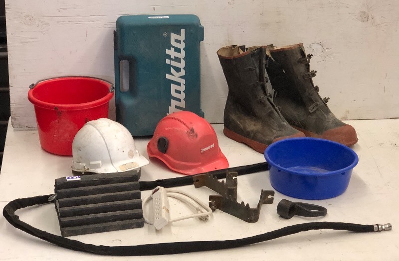 lot 80 image: Rubber Boots, Hard Hats, Shop Supplies, Etc