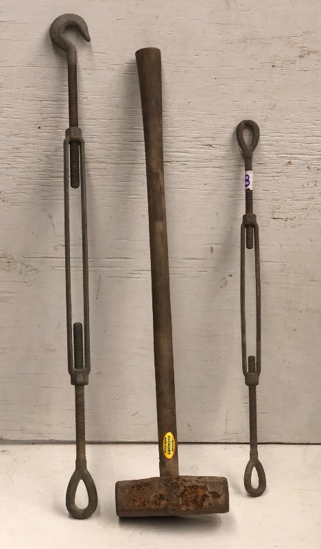 lot 83 image: Sledge Hammer & (2) Turn Buckles