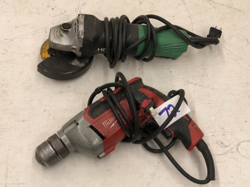 lot 72 image: Milwaukee Drill & Hitachi Grinder