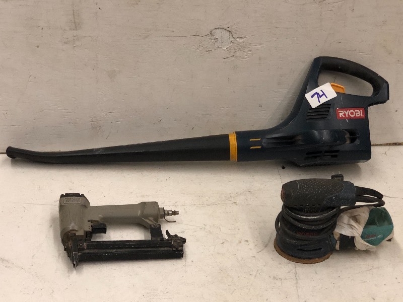 lot 74 image: Ryobi Blower, Bosch Sander, Air Nailer