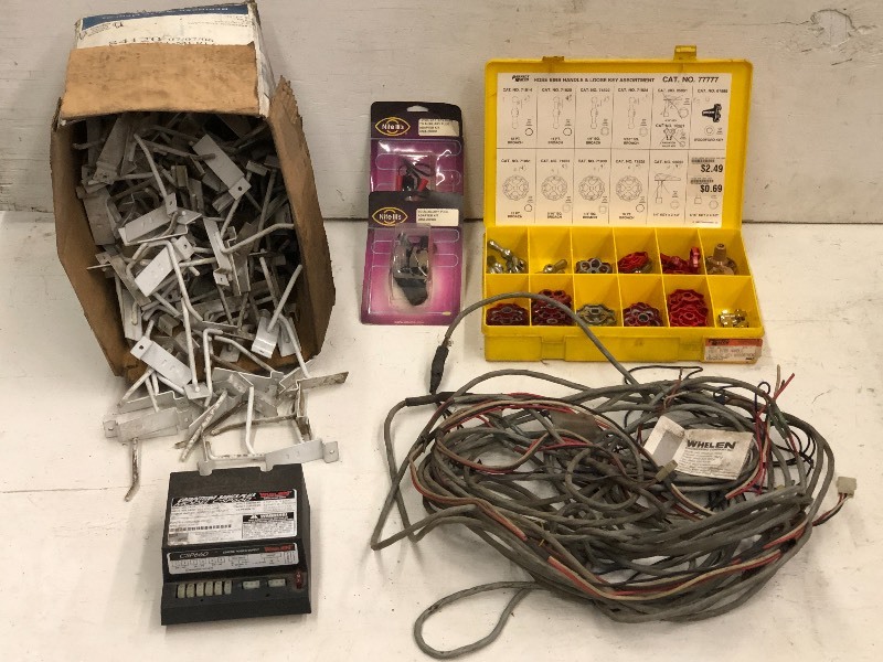 lot 93 image: Slat-Board Hooks, Valve Repair Kit, Whelen Light Control, Etc
