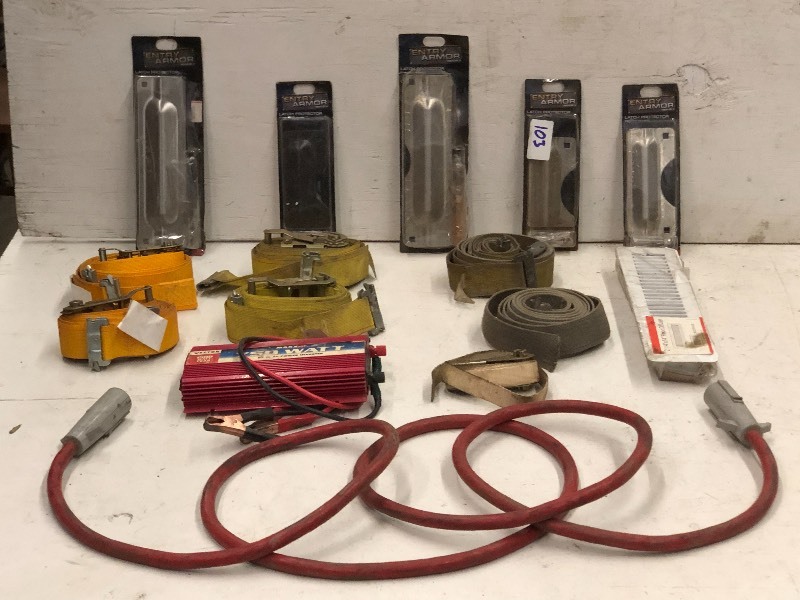 lot 103 image: Trailer Wire, Power Converter, Straps, Etc