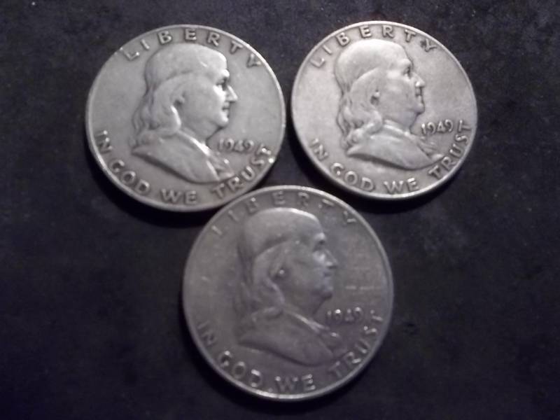 1949 P,D,S Franklin Half Dollars