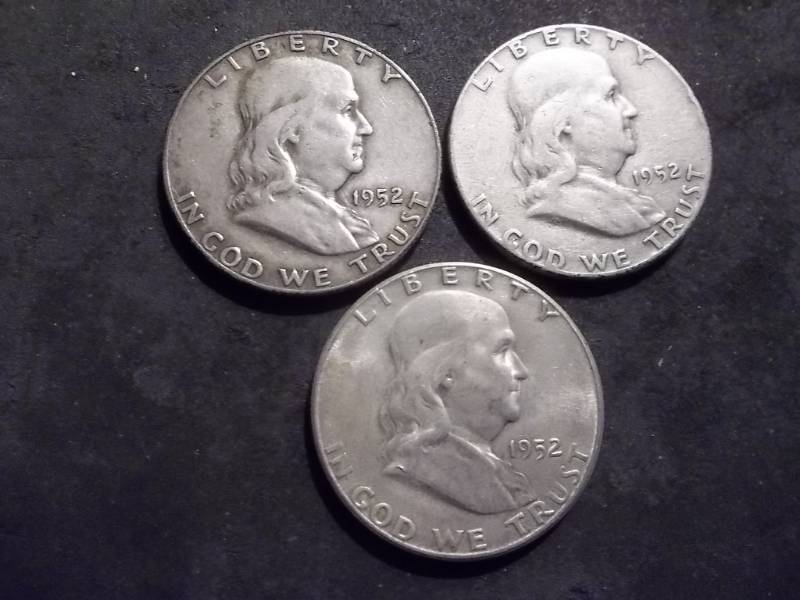 1952 P,D,S Franklin Half Dollars