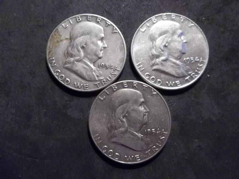1954 P,D,S Franklin Half Dollars