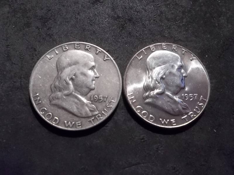 1957 P,D Franklin Half Dollars