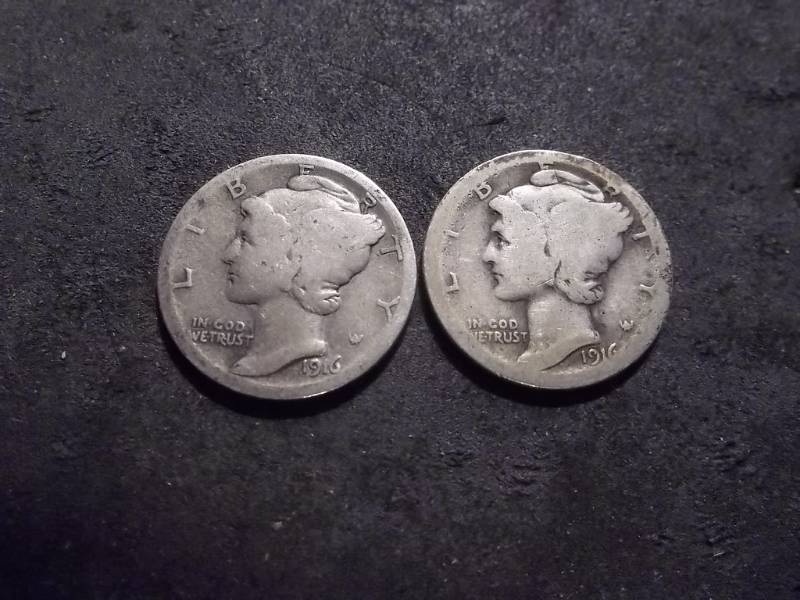 1916, 1916 S Mercury Dimes
