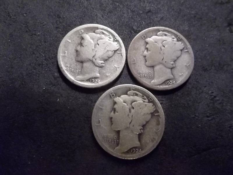 1924 P,D,S Mercury Dimes