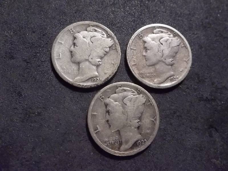 1925 P,D,S Mercury Dimes