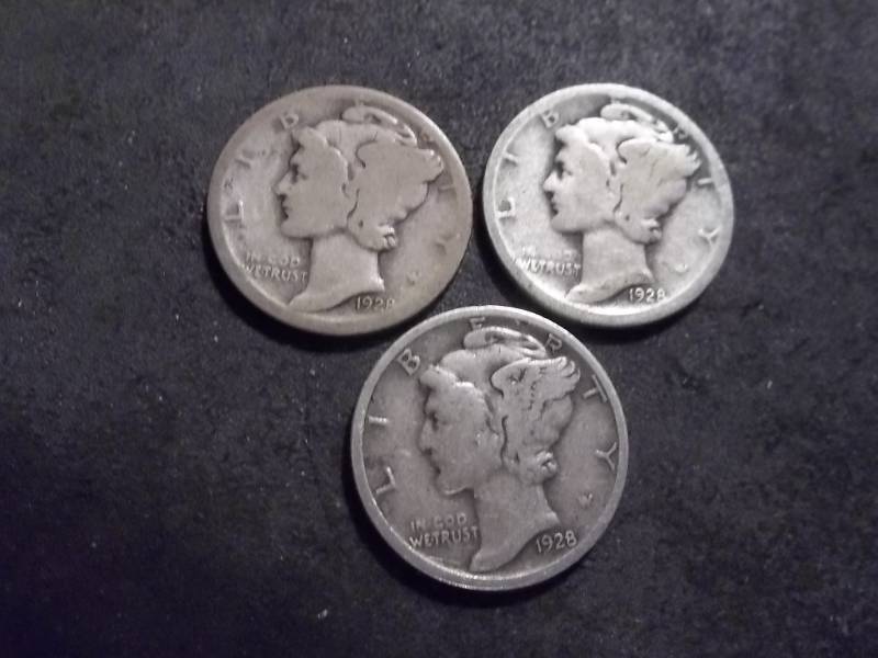 1928 P,D,S Mercury Dimes